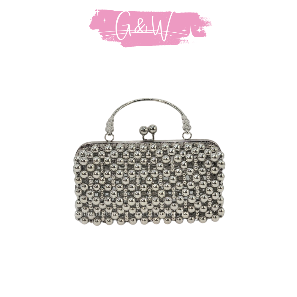 Luxury Silver Pearl Clutch