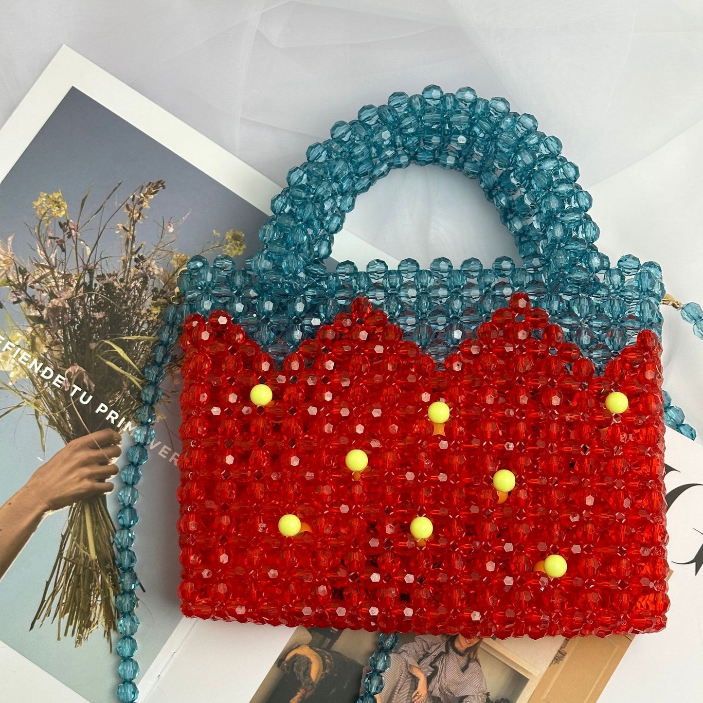 Cute Summer Strawberry Beaded Bag