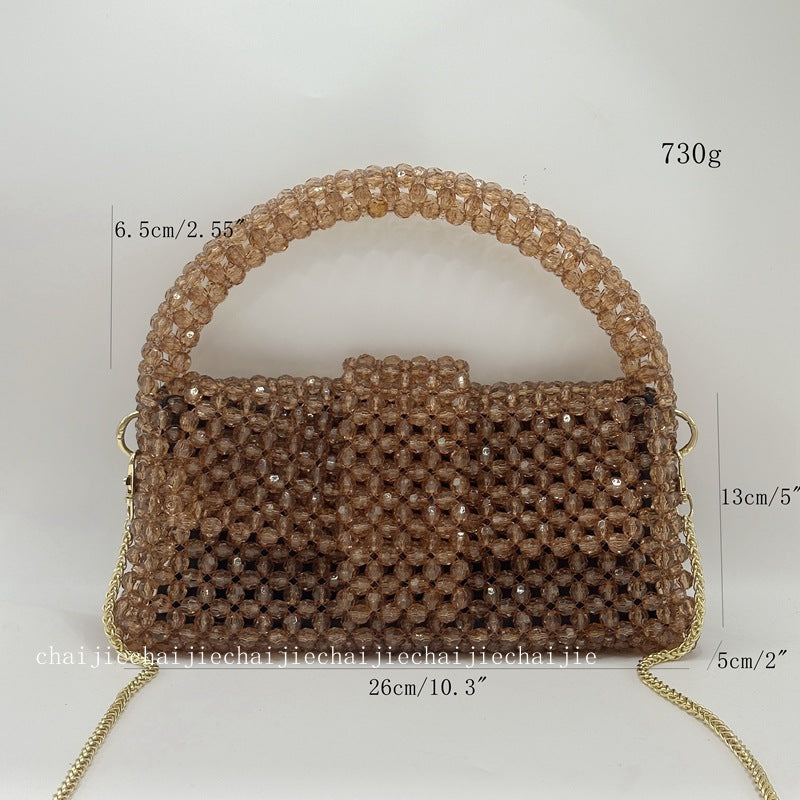 Brown Double Flap Handbag