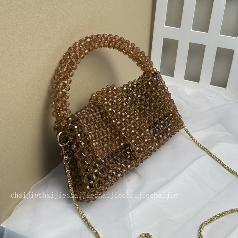 Brown Double Flap Handbag