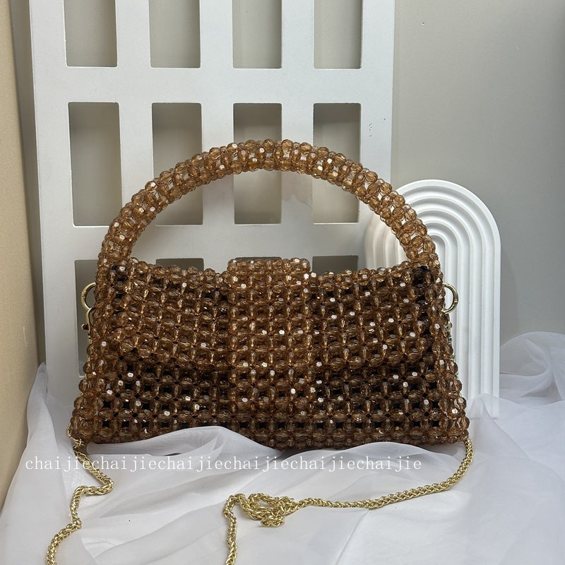 Brown Double Flap Handbag