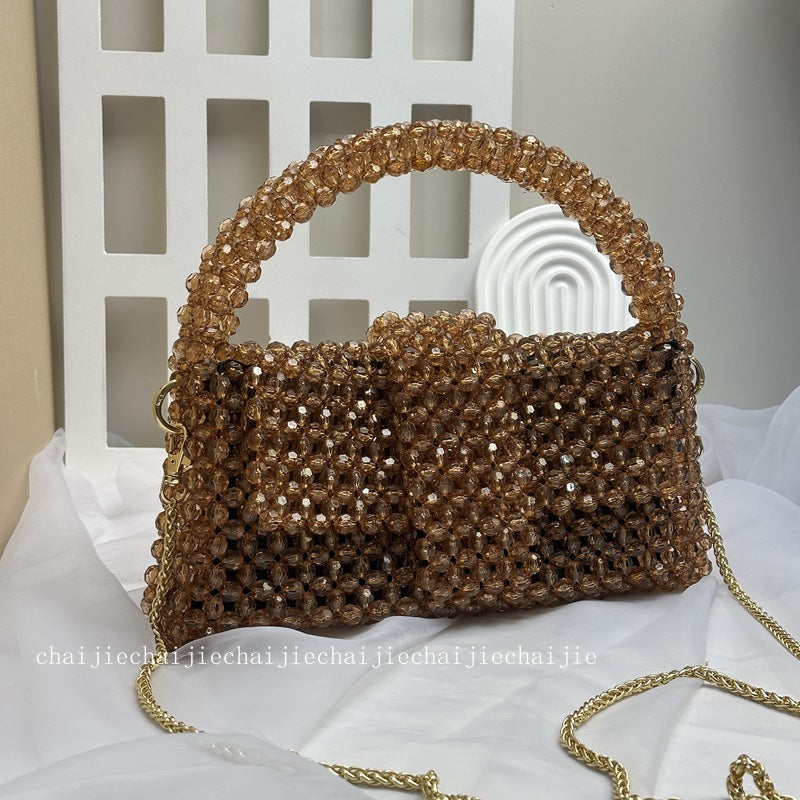 Brown Double Flap Handbag