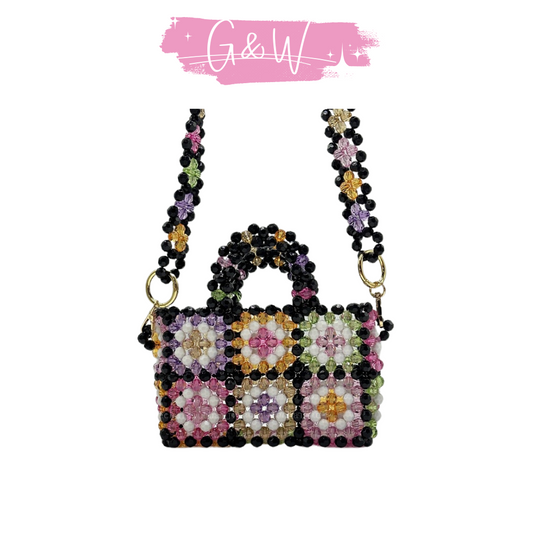 Ethnic Checkered Flower Bag