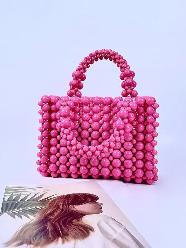 Pure rose pink beaded bag