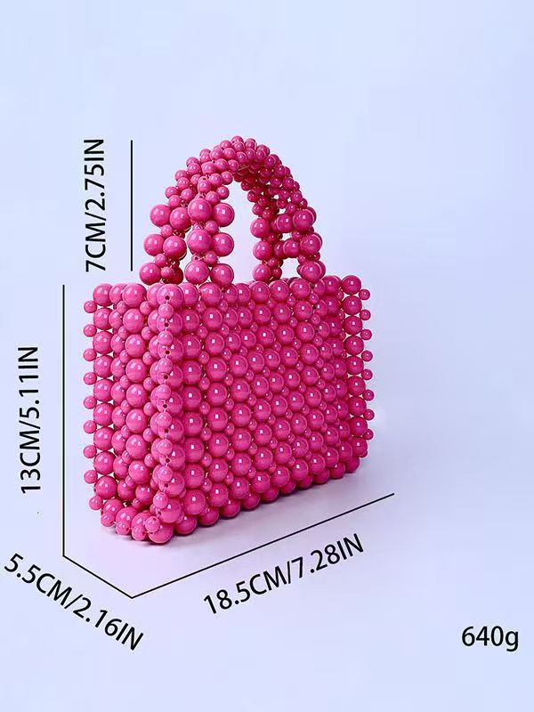 Pure rose pink beaded bag