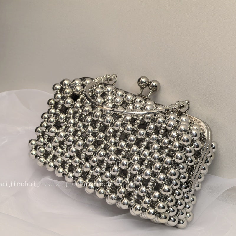 Luxury Silver Pearl Clutch