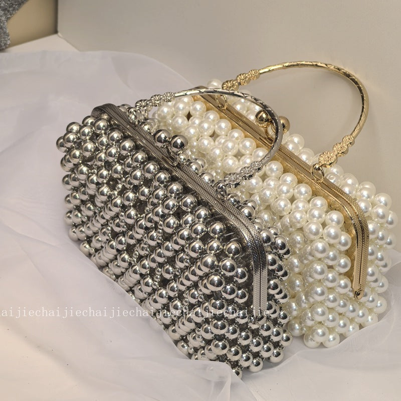 Luxury Silver Pearl Clutch