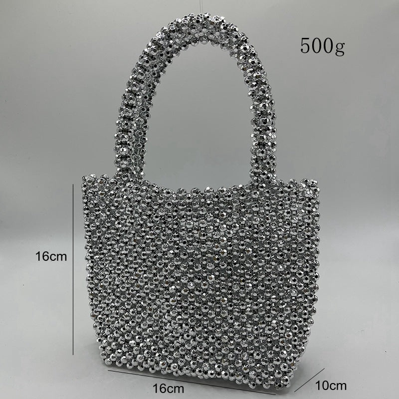 Vintage Silver Shiny Beaded Bag