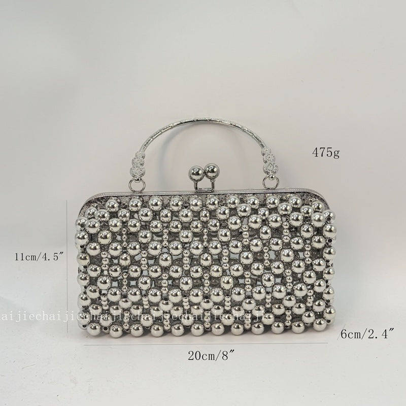 Luxury Silver Pearl Clutch