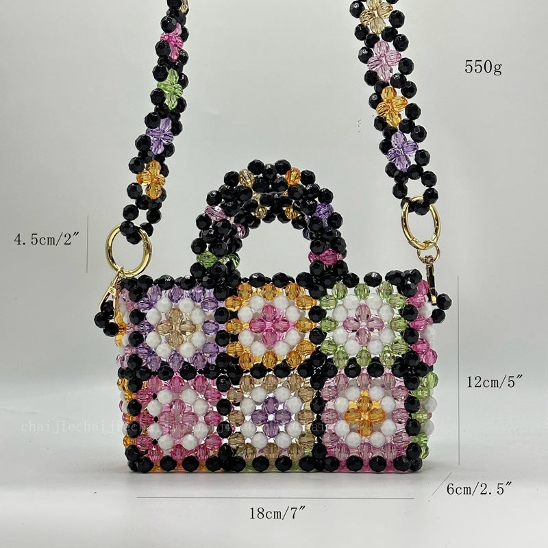 Ethnic Checkered Flower Bag